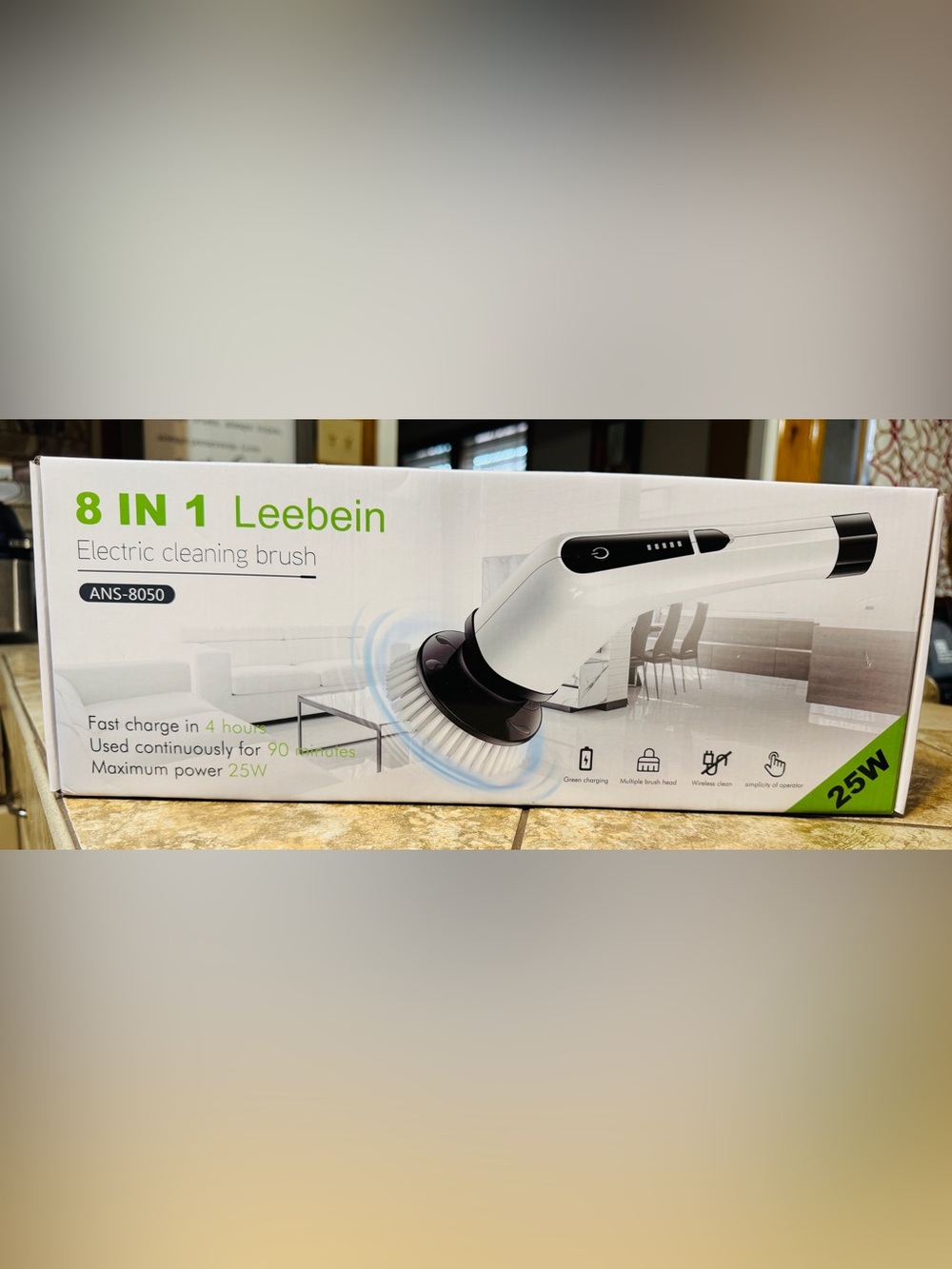 Leebein 8-in-1 Electric Cleaning Brush in White and Black